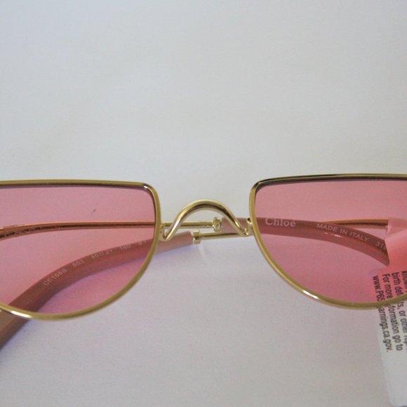 Chloe Gold Metal Frame pink Lens Sunglasses CE158S NEW main image 6